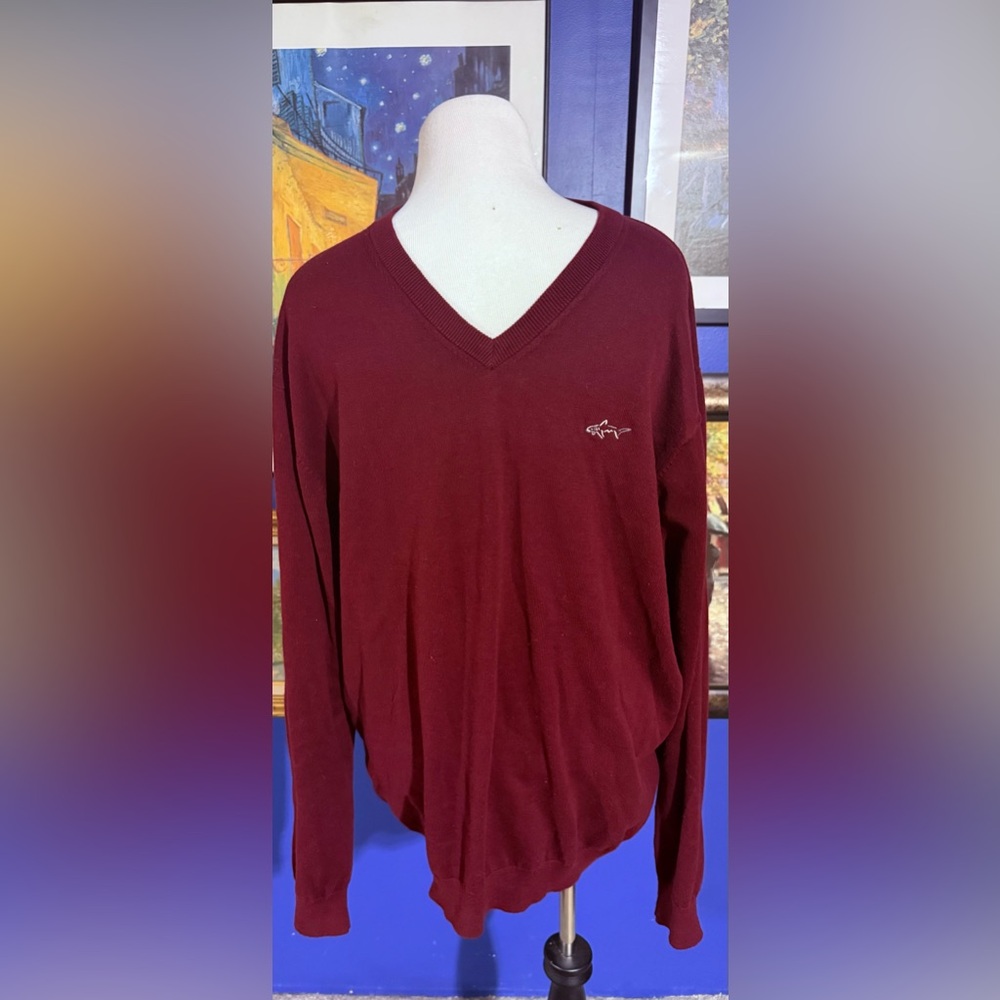 Greg Norman Collection Men's V-Neck Sweater in Burgundy